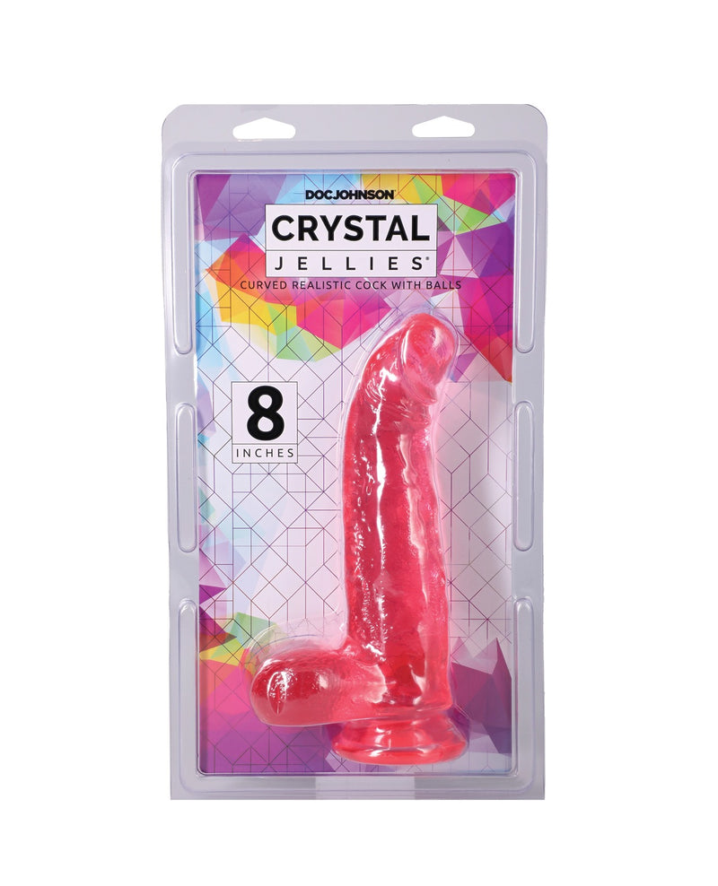 Charger l'image dans la visionneuse de la galerie, Doc Johnson Crystal Jellies Pénis réaliste courbé de 8 pouces avec testicules Rose