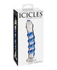 Afbeelding laden in Galerijviewer, Icicles nr. 5 met de hand geblazen glazen massager - helder met blauwe wervelingen