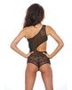 Ladda bilden i Galleri Viewer, Floral Lace & Mesh One Shoulder Teddy Black O/S