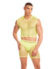 Încărcați imaginea în vizualizatorul Galerie, Rainbow Party Net-Bula Large Mesh Long Brief 3 pc Set w/Thong - Yellow L/XL