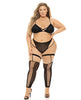 Load image into Gallery viewer, Pink Lipstick Want You Now Bra, Panty & Stockings Black QN