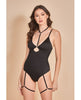 Load image into Gallery viewer, Strapped Up Garter Teddy w/Choker Black SM