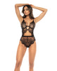 Load image into Gallery viewer, Floral Lace & Mesh Underwire Teddy w/Keyhole Details Black X-Large