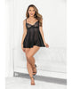 Load image into Gallery viewer, Raised Embroidery Lace Babydoll Black LG