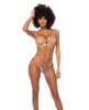 Cargue la imagen en el visor de la galería, Floral Embroidered Underwire Bralette w/Garter & Thong Panty Pink Medium