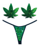 Lataa kuva gallerian katseluohjelmaan, Neva Nude Naughty Knix Weed Leaf Sequin G-String & Pasties - Green O/S