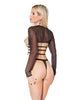 Charger l'image dans la visionneuse de la galerie, Darque Stretch Mesh Long Sleeve Open Bust Crop Top Black OS