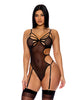 Ladda bilden i Galleri Viewer, Feeling Butterflies Mesh Teddy w/Garters - Black MD