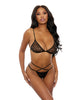 Cargue la imagen en el visor de la galería, Sheer Mesh Pearl Bra & Strappy Pearl Panty Black O/S