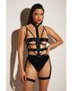 Lataa kuva gallerian katseluohjelmaan, FETISH Lethal Underwire Peek A Boo Vinyl Teddy w/Choker Black XL