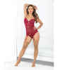 Cargue la imagen en el visor de la galería, Floral Lace & Mesh Jeweled Bustier Cranberry XL