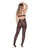Load image into Gallery viewer, Chantilly Stretch Lace Sleeveless Catsuit w/Satin Trim Black SM