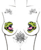 Load image into Gallery viewer, Neva Nude Black Light Dinosaur Pasties - Green O/S