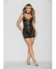 Lataa kuva gallerian katseluohjelmaan, Flame Fetish Mistress Lasercut Lattice Chemise w/Choker & Thong Black SM