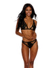Carica l'immagine nel visualizzatore Galleria, Mesh Bra w/Floral Embroidered Cups & Panty Black MD