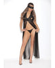 Load image into Gallery viewer, Euphoria Long Gown w/Peek a Boo Cups, Open Crotch Panty & Mask Black O/S