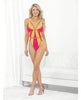 Load image into Gallery viewer, Festival Wear Strappy Teddy w/Brazilian Back Neon XL