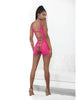Carregar imagem no visualizador da Galeria, Neon Honeycomb Chemise w/Strappy Back & G-String Neon Pink XL