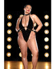 Ladda bilden i Galleri Viewer, FETISH Submissive V-Plunge Vinyl Teddy w/Removable Chain Harness & Hand Cuff Black 1X/2X