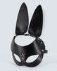 Load image into Gallery viewer, Lust PU Leather Bunny Mask Black Half Face Mask With Ears Adjustable Buckled Headband Metal D Rings And Studs