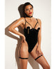 Bild in den Galerie-Viewer laden, FETISH Play Open Shelf Cup Vinyl & Mesh Teddy w/Vinyl Nipple Covers & Chain Tassel Black LG