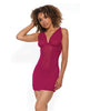 Cargue la imagen en el visor de la galería, Sheer Mesh Ruched Side Chemise & G-String Raspberry SM