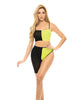 Load image into Gallery viewer, Pink Lipstick Block You Out Bandeau & Bottom Black/Yellow O/S