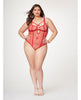 Bild in den Galerie-Viewer laden, Fishnet Strappy High Cut Leg Teddy Red 1X/2X