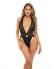 Carica l'immagine nel visualizzatore Galleria, Sadie Stretch Galloon Lace Teddy w/Back Ties Black XL