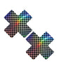 Indlæs billede i gallerifremviser, Neva Nude Holographic X Factor Pasties - Rainbow/Black O/S