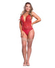 Cargue la imagen en el visor de la galería, Risqué Business Lace & Mesh Teddy w/Snap Crotch Red L/XL