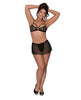 Charger l'image dans la visionneuse de la galerie, Girl Next Door Strappy Bralette w/Flirty Thong Skirt Black L/XL