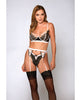 Load image into Gallery viewer, Long Line Bra w/Strappy Garter & Lace G-String Pink/Black XL
