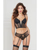 Load image into Gallery viewer, Stretch Lace Cropped Bustier & Cheeky Panty Black LG