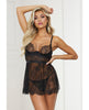 Indlæs billede i gallerifremviser, Lace & Satin Babydoll & Panty Black XL