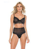 Load image into Gallery viewer, Striped Mesh Bra & High Waist Thong Black SM