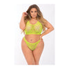 Indlæs billede i gallerifremviser, Pink Lipstick Festival Flirt Bra Set Green 3X/4X