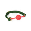 Load image into Gallery viewer, Spartacus Silicone Ball Gag w/Green PU Straps - 46 mm