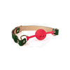 Lataa kuva gallerian katseluohjelmaan, Spartacus Silicone Ball Gag With Green PU Straps And Gold Hardware 46mm