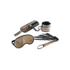 Încărcați imaginea în vizualizatorul Galerie, Spartacus Faux Leather Wrist Restraints Blindfold & Flogger Bondage Kit - Gold