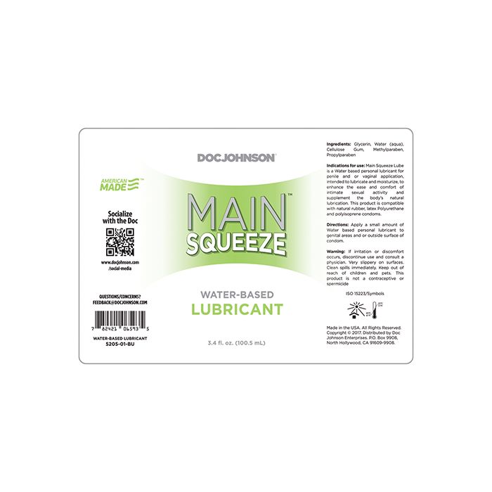 Load image into Gallery viewer, Main Squeeze Water Based Lubricant 3.4 Oz With Precision Nozzle For Stroker And Body Use