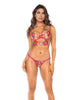 Indlæs billede i gallerifremviser, Seductive Garden Floral Mesh Bralette w/G-String 2 pc Set - Multi-Color L/XL