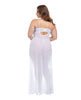 Încărcați imaginea în vizualizatorul Galerie, Livia Dot Mesh & Lace Underwire Gown & Garter 2 pc Set - White 1X/2X
