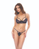 Indlæs billede i gallerifremviser, Lace Underwire Top w/Peek-a-Boo G-String & Garter - Midnight Blue L/XL