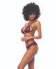 Carica l'immagine nel visualizzatore Galleria, Dot Mesh Underwire Top w/Open Back Panty - Wine L/XL