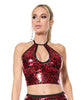 Load image into Gallery viewer, Darque Metallic Wet Look Keyhole Halter Top - Red/Black SM