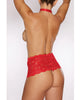 Indlæs billede i gallerifremviser, Allure Posh & Spicey Crotchless Panty w/Choker & Pearls - Red O/S