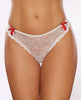 Indlæs billede i gallerifremviser, Allure Kisses & Bows Thong Panty w/Lace-Up Detail - White/Red O/S