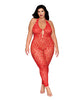 Ladda bilden i Galleri Viewer, Leopard Pattern Seamless Bodystocking w/Gold Details - Red QN
