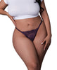 Load image into Gallery viewer, Leather & Lace Lace Thong - Plum QN